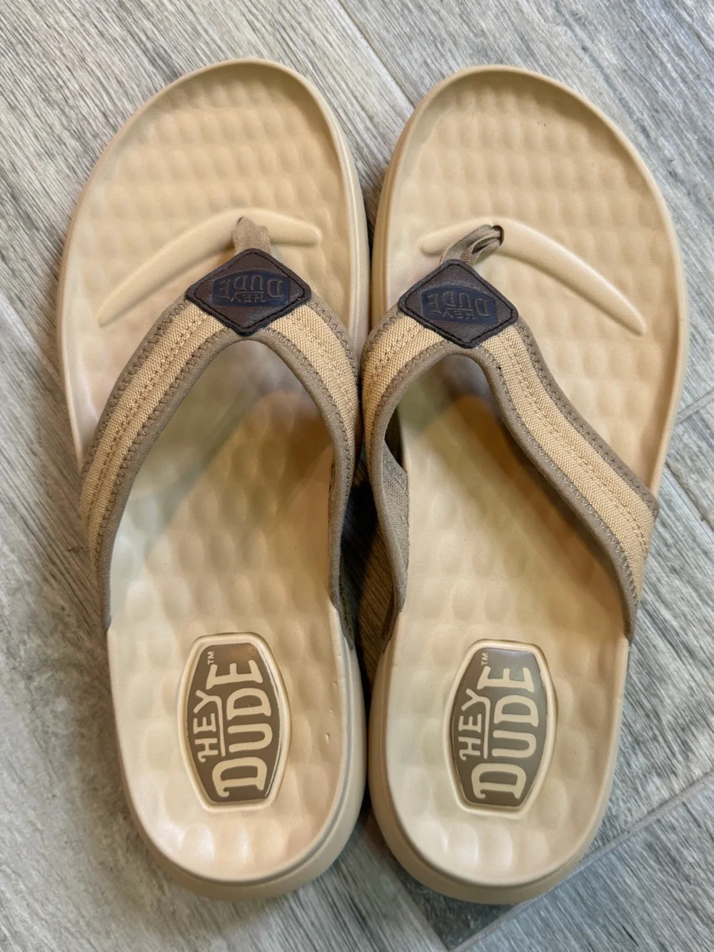 Hey Dude Men's Myers Flip Sports Mode Tan Sandals Size 10 Beach Water Casual